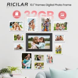 RICILAR Frameo 10.1 inch WiFi Digital Picture Frame, Electronic Picture Frame with IPS Touch Screen, 32GB Storage, Auto-Rotate, Wall Mountable, Ideal - Thumbnail 4