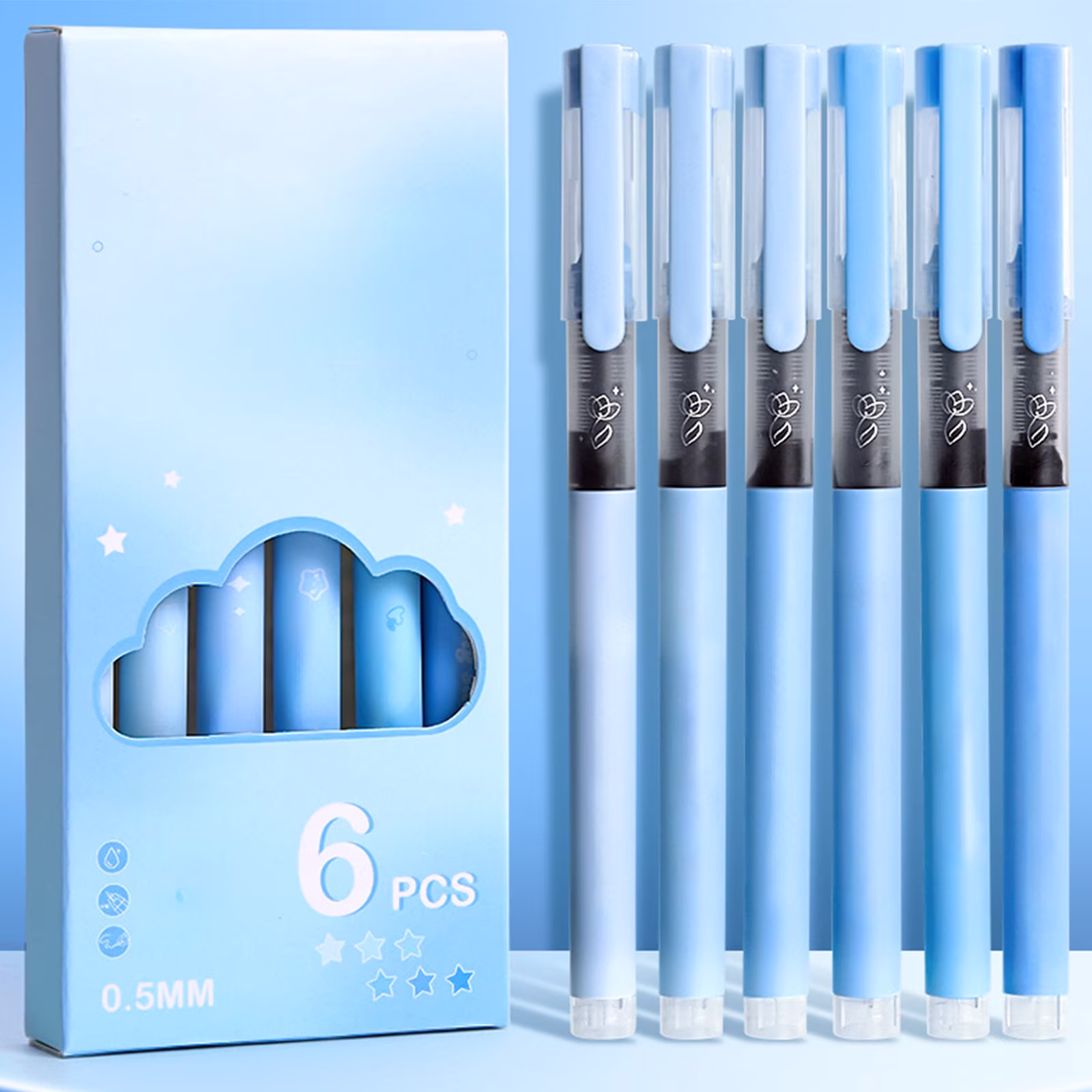 Under 1$ Dollar Straight Liquid Ballpoint Pen Sign Pen, 0.5mm High Capacity Black Ink Water Pen, Fast Drying Exam Writing Pens,Blue - Thumbnail 2