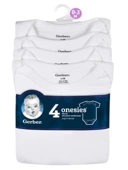 Gerber Baby Boy or Girl Neutral White Short Sleeve Cotton Onesies, 4-Pack, Sizes Newborn - 24 Months - Thumbnail 9