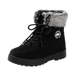 WAVSUF Women's Snow Boots Wide Width Anti Slip Soft Sole Winter Fleece Ankle Boots Black 9.5 - Thumbnail 2