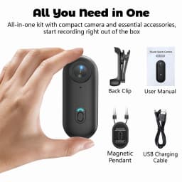 NUISK Mini Action Camera 4K, Wearable Magnetic Body Cam with 128GB SD Card, Hands-Free WiFi Camcorder for Vlogging and Outdoor Sports (Black) - Thumbnail 4