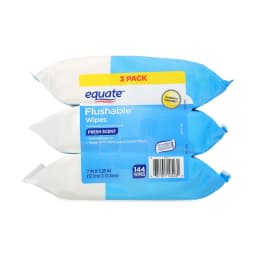 Equate Flushable Wet Wipes, Fresh Scent, 144 Wipes, 3 Pack - Thumbnail 2