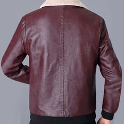 TMOYZQ Men's Leather Jackets Vintage Fleece Lined Winter Jackets Casual Fashion Zipped up Motorcycle Bomber Jacket Outerwear Slim Fit Coat - Thumbnail 8