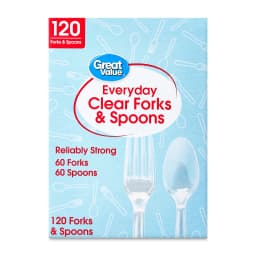 (2 pack) Great Value Clear Plastic Fork and Spoon Combo, 120 Count - Thumbnail 6