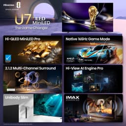 Hisense 100" U7 Mini-LED ULED 4K UHD Smart Google TV (100U7SG, 2026 Model) - Hi - QLED MiniLED , Native 165Hz, VRR 330 - Thumbnail 3