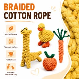 MGEZCOO Puppy Toys Pack of 4, Cotton Rope Dog Toys for Aggressive Chewers, Braided Chew Toys Set, Small Medium Dogs - Thumbnail 4