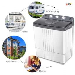 Costway Twin Tub 20Lbs Top Load Washing Machine with Gravity Drain - Thumbnail 3