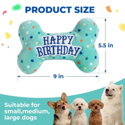 Prime Pets Dog Birthday Toys, Plush Dog Squeaky Toys, Dog Chew Toys Bone for Small Medium Large Dogs - Thumbnail 4
