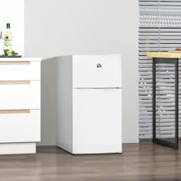 Kitchen Refrigerators Double Door Mini Fridge with Freezer, 3.2 Cu.Ft Compact Refrigerator with Adjustable Shelf, Adjustable Thermostat - Thumbnail 2