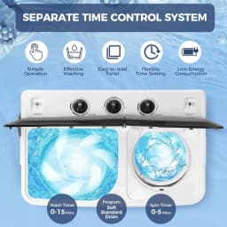 Adnoom Portable Washer 30lbs, 2-in-1 Twin Tub Washer & Dryer Combo Compact Semi-Automatic Washing Machine with Drain Pump, Black - Thumbnail 3