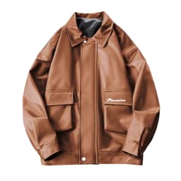 Xzbqbs Mens Leather Jacket Motorcycle Biker Jackets Casual Lightweight Faux Leather Outwear Collared Oversized Hip Hop Streetwear - Thumbnail 1
