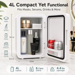 BODEGA 4L Mini Skincare Fridge with LED Mirror, Portable Thermoelectric Cooler & Warmer, AC/DC Powered Small Refrigerator for Bedroom, Dorm & Makeup - Thumbnail 4