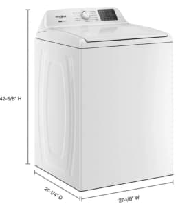 Whirlpool 4.2 - 4.3 Cu. Ft Top Load Washer with 2-in-1 Removable Agitator, White - WTW4107SW - Thumbnail 2