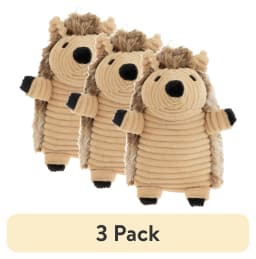 (3 pack) Vibrant Life Brown Hedgehog Plush Dog Toy with Squeaker, Chew Level 2 - Thumbnail 1