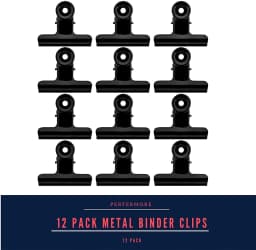 PERFORMORE 12 Pack of Metal Binder Clips, Black Metal Bulldog Clips, Large Hinge Paper File Clips Clamp for Hanging Pictures Crafts at Home Kitchen - Thumbnail 5