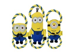 Multipet Minions Stuart Plush and Rope Tug Dog Toy with Squeaker and Crinkle, Small - Thumbnail 3