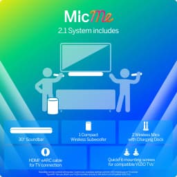 VIZIO MicMe 2.1 Karaoke Soundbar, 2 Wireless Microphones, Wireless Subwoofer w/ Dolby Atmos, DTS:X - Thumbnail 3