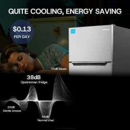 Upstreman 14.6 Cu. Ft. Top Freezer Refrigerator, Stainless Steel Frost Free Refrigerator with Free Ice Cube Tray, Garage Ready, NERGY STAR, BD146 - Thumbnail 5