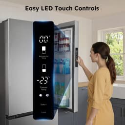 Simzlife 17.5 Cu. ft. French Door Refrigerator Built-in Ice Maker,Counter-Depth Refrigerator with Bottom Freezer,Silver - Thumbnail 2