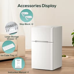Auseo 2 Door 3.2 Cu.Ft Mini Fridge Adjustable Temperature Refrigerators with Removable Shelves, Suitable for Home/Kitchen/Office/Dorm, White - Thumbnail 5