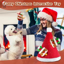 Pet Deluxe Christmas Squeaky Dog Toys 4 Pack Hide and Seek Dog Toys Christmas Hat Plush Dog Toys for Puppy Small Medium Breeds - Thumbnail 2