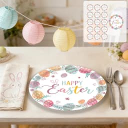 DAMAI 16 Pcs 9 inchs Easter Day Paper Plates - Colorful Eggs Pattern Disposable Dinnerware for Spring Celebrations Picnic Favors(9 inchs Paper Plates) - Thumbnail 6