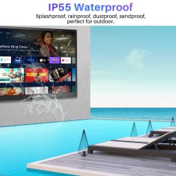 SYLVOX 43 inch Outdoor TV, 4K UHD Android Television 1000Nit Brightness for Partial Sun, IP55 Weatherproof (Deck Pro) - Thumbnail 2