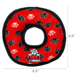 Tuffy Jr Ring Red Paw Durable Plush Dog Toy - Thumbnail 6