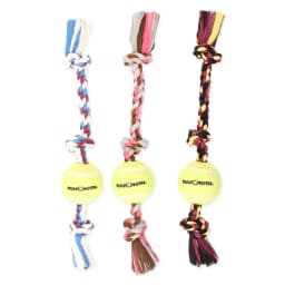 Mammoth Flossy Chews Cottonblend 3 Knot Tug with 4" Tennis Ball Rope Dog Toy, Large, 24", Assorted Colors - Thumbnail 5