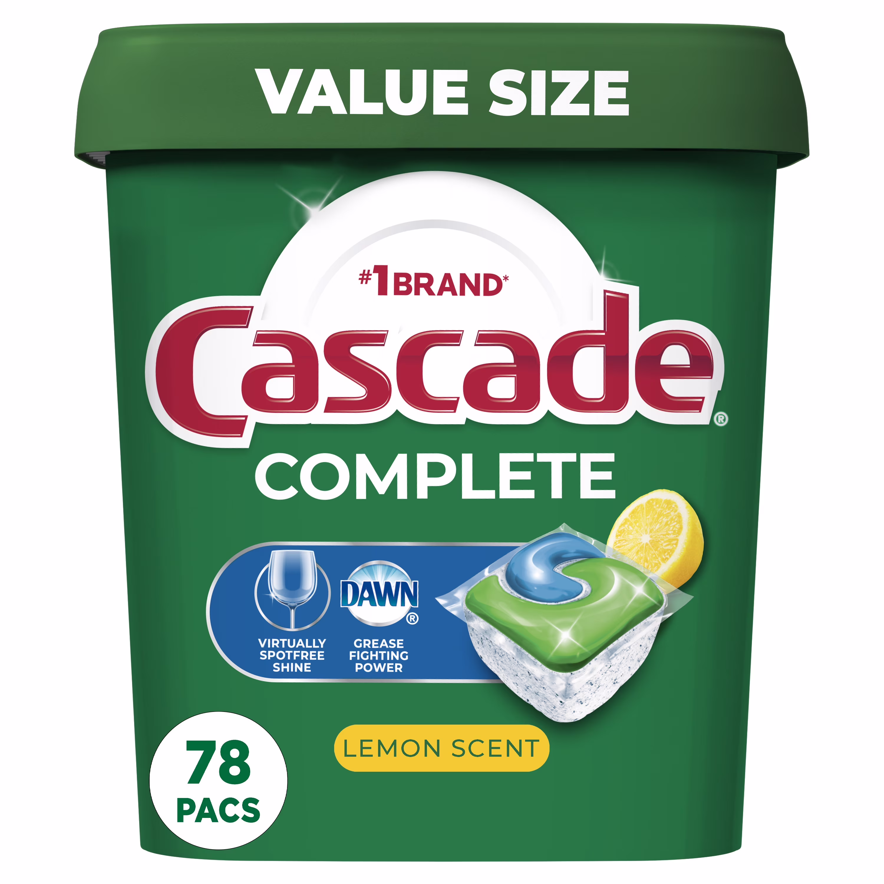 Cascade Complete Dishwasher Pods, Action Pacs Dishwasher Detergent, Dishwasher Tabs, Lemon, 78 Count - Thumbnail 2