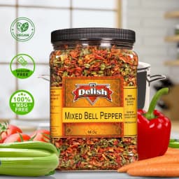 Dehydrated Dried Red and Green Bell Peppers Mix by It's Delish - 16 Oz 1 lb Jumbo Reusable Container - Sealed to Maintain Freshness - Chopped & Dried - Thumbnail 2