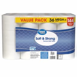Great Value Soft & Strong Premium Toilet Paper, 36 Mega Rolls, 380 Sheets per Roll - Thumbnail 4