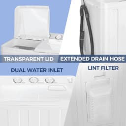 Veeboto Portable Washing Machine, 30LBS Twin Tub Mini Compact Laundry 19lbs Washer/11lbs Spinner with Drain Pump & Time Control Washer Spinner Combo - Thumbnail 6