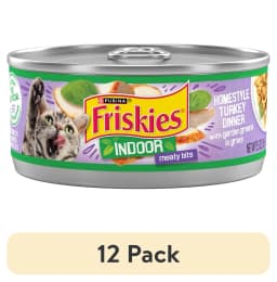 (12 pack) Purina Friskies indoor Meaty Bits Turkey Dinner, Wet Cat Food, 5.5 oz Cans, 24 Pack - Thumbnail 1