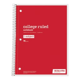 Just Basics® Wirebound Notebook, 8" x 10-1/2", College Ruled, 70 Sheets, Assorted Colors, Pack - Thumbnail 6