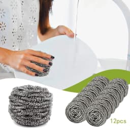 Leott Cleaning, Cleaning Brush, 12Pc Stainless Steel Wire Cleaning Kitchen Store Cleaning Steel Wool Scrubber Pad Used For Dishes, 2 Packs of Steel - Thumbnail 2