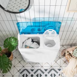 Costway 26 lbs Portable Semi-automatic Twin Tub Washing Machine with Drain Pump Blue - Thumbnail 3