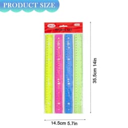 4 Pack Color Transparent Ruler, Ongmies Plastic Ruler Bulks for Classroom, Transparent Metric Rulers for Home, Office Supplies 14 Inch - Thumbnail 3