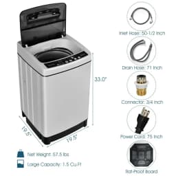 Spaco Full-Automatic Washing Machine 1.5 Cubic Feet 11 LBS Washer and Dryer-Gray, Washer Spinner Portable Washing Machine - Thumbnail 3