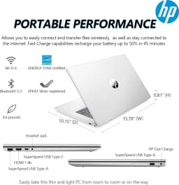 HP Portable Laptop, 17.3" HD+ Touchscreen, Intel Core i5-1335U, 32GB RAM, 1TB SSD,Backlit KB, Webcam, HDMI, Wi-Fi 6 - Thumbnail 5