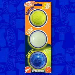 Nerf Dog Launcher Ball 3-Pack with 1 Solid Tuff, 1 Glow Ball & 1 LED Ball, 2.5 inch - Thumbnail 6