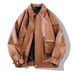 Xzbqbs Mens Leather Jacket Motorcycle Biker Jackets Casual Lightweight Faux Leather Outwear Collared Oversized Hip Hop Streetwear - Thumbnail 5