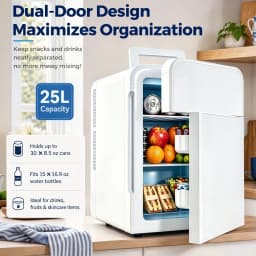 Advwin 25L Mini Fridge Cooler, Compact Personal Refrigerators for Skincare, Beverage, White - Thumbnail 5