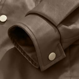 Men's Leather Jacket Lapel Collar Motorcycle Coat Full Zip Faux Leather Bomber Jackets Outdoor Hiking - Thumbnail 7