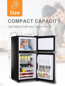 Generic Top-Freezer Refrigerator, 3.5 Cu.ft 2-Door Kitchen Fridge with 7-Level Adjustable Thermostat, Lock, Ice Compartment, Energy Saving, Silver - Thumbnail 4