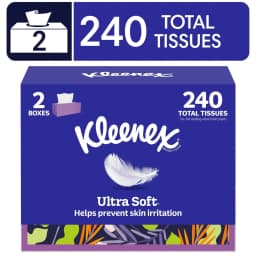 Kleenex Ultra Soft 3-Ply Flat Box Facial Tissues, 2 Pack (240 Total Tissues) - Thumbnail 1