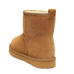 Crestar Genuine Suede Mini Boots for Women, Fur-Lined Winter Comfort Snow Short Booties, Chestnut - Thumbnail 4