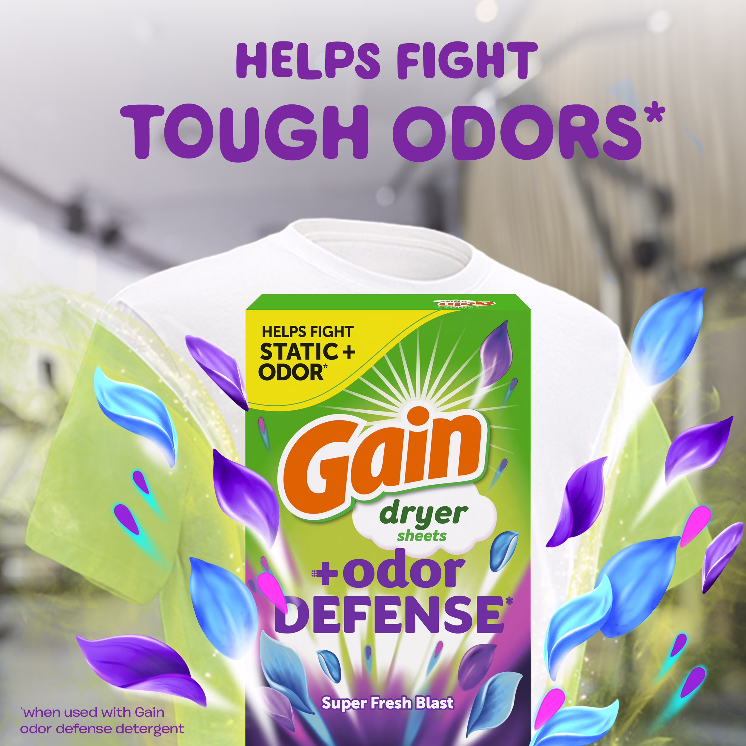 Gain Fabric Softener Dryer Sheets +Odor Defense, Super Fresh Blast Scent, 180 Count - Thumbnail 5