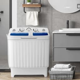 Goplus 11 lbs Portable Mini Compact Twin Tub Washing Machine with Transparent Lid - Thumbnail 2