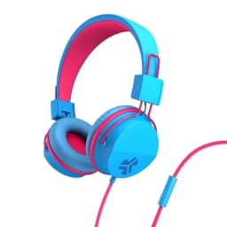JLab JBuddies Studio On-Ear Wired Kids Headphones 2-in-1 Bundles, 3.5mm Plus USB-C Adapter, Volume Safe, Folding, Blue/Pink - Thumbnail 3